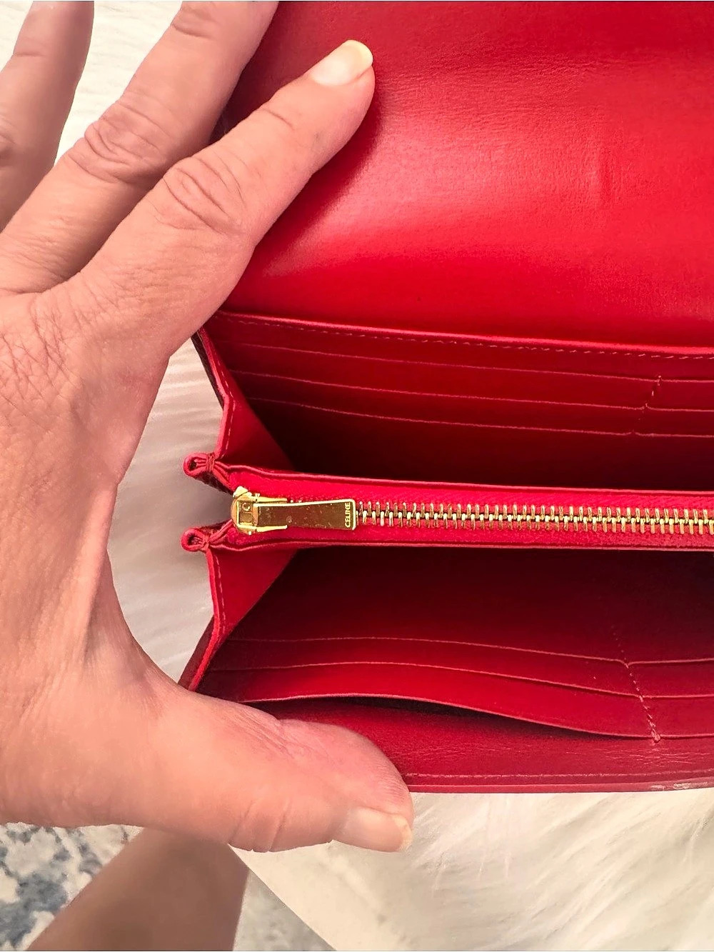Celine Large Flap Wallet in Red - Picture 11 of 16